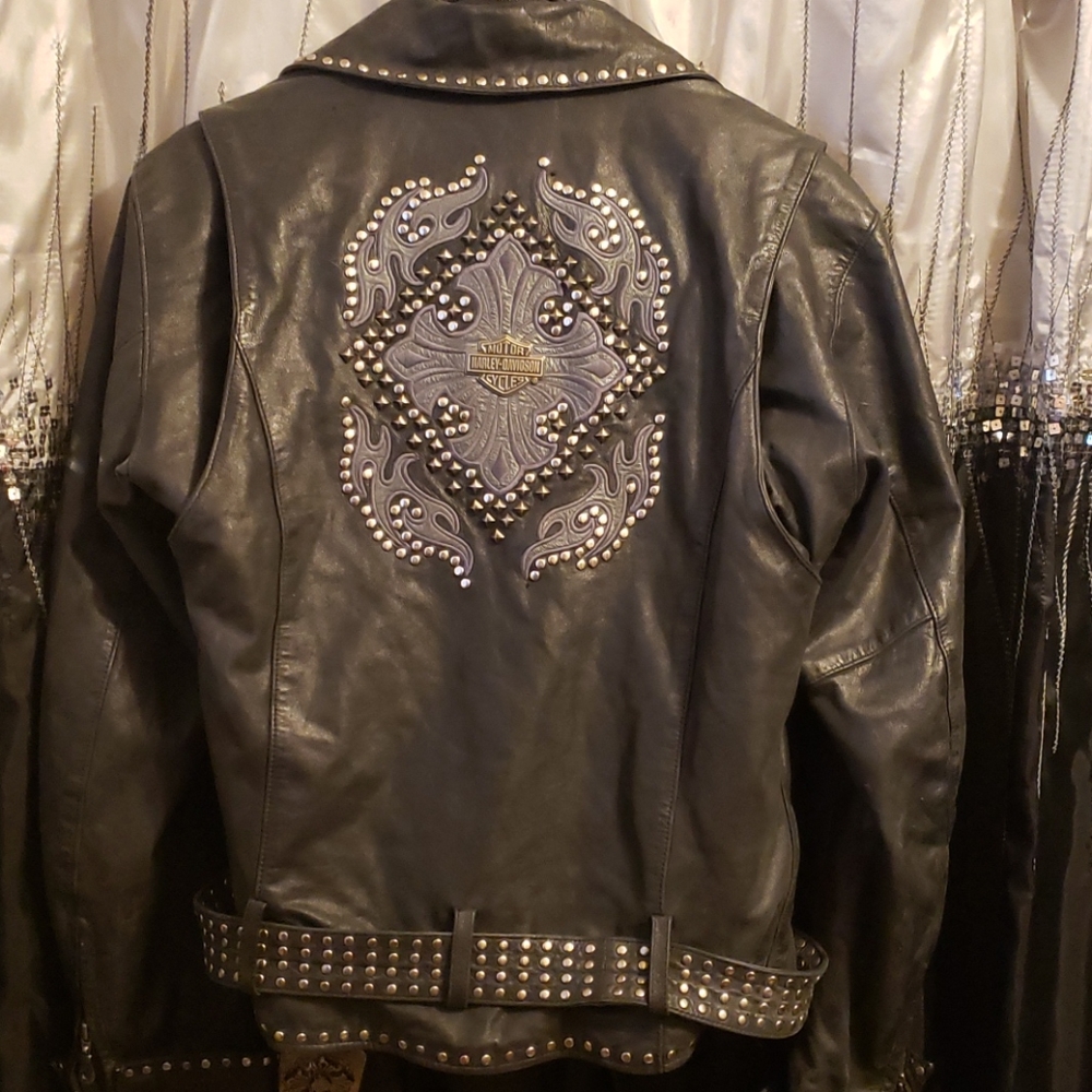 Ladies genuine leather Harley Davidson riding jack